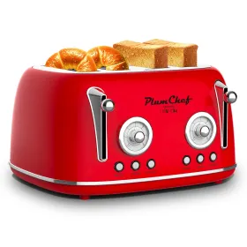 4 Slice Retro Style Toaster, Dual Control Toaster, 6 Browning Settings