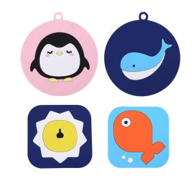 Cartoon Animal Silicone Trivet Set (4pcs Set; 2 Of 6in & 2 Of 3.35in) Heat Resistant & Waterproof Kitchen Coasters; Hot Dish Pads; Cooking & Serv